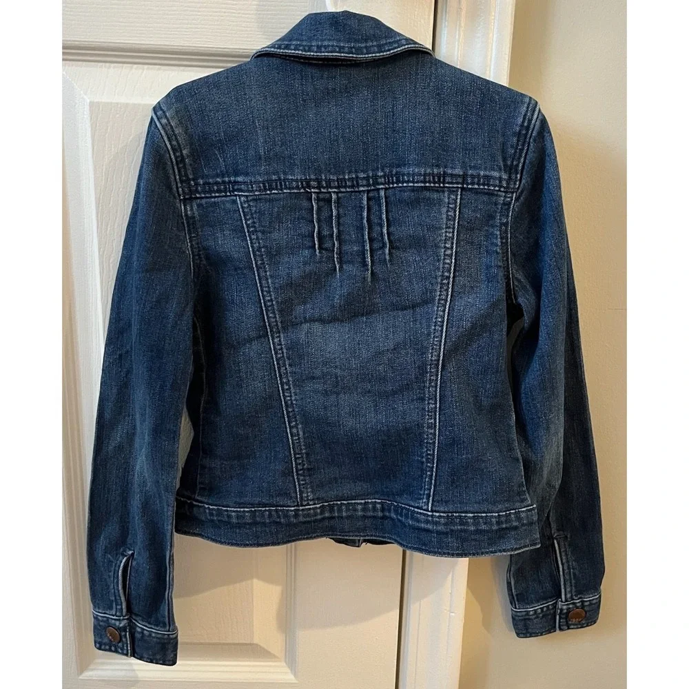 Gap Kids 1969 Girls Denim Jacket Dark Wash Blue Size M 8 Button Up 527882-00